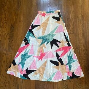 Lulus  Colorful Abstract Women's  Fully Lined Flowy Maxi Skirt Size Medium Zip